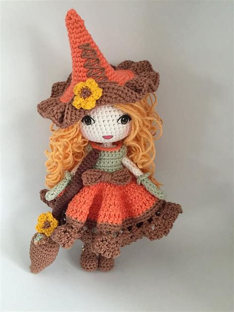 Whimsical crochet witch doll